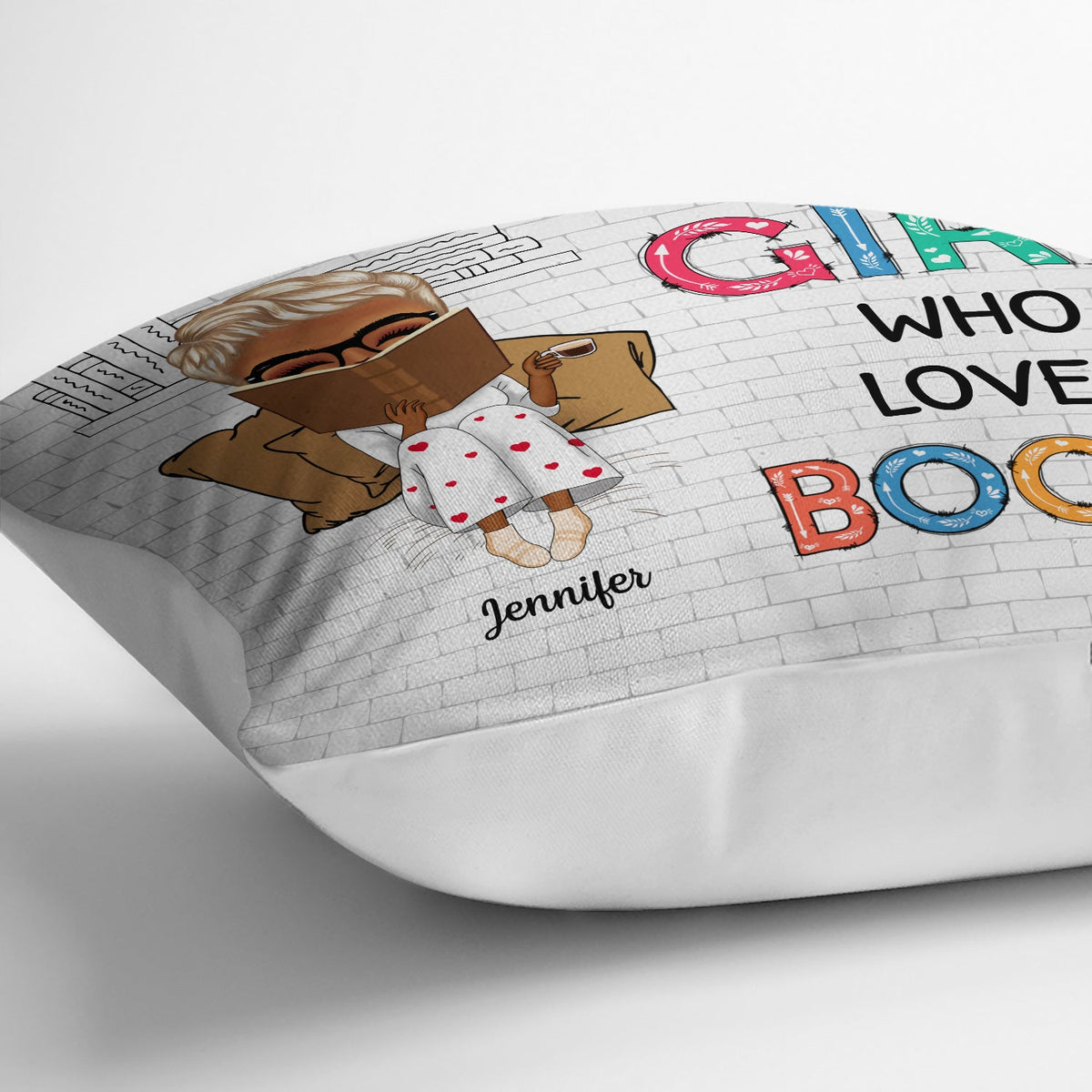 Coussin personnalisé « Lire juste une fille ou un garçon qui aime les livres »