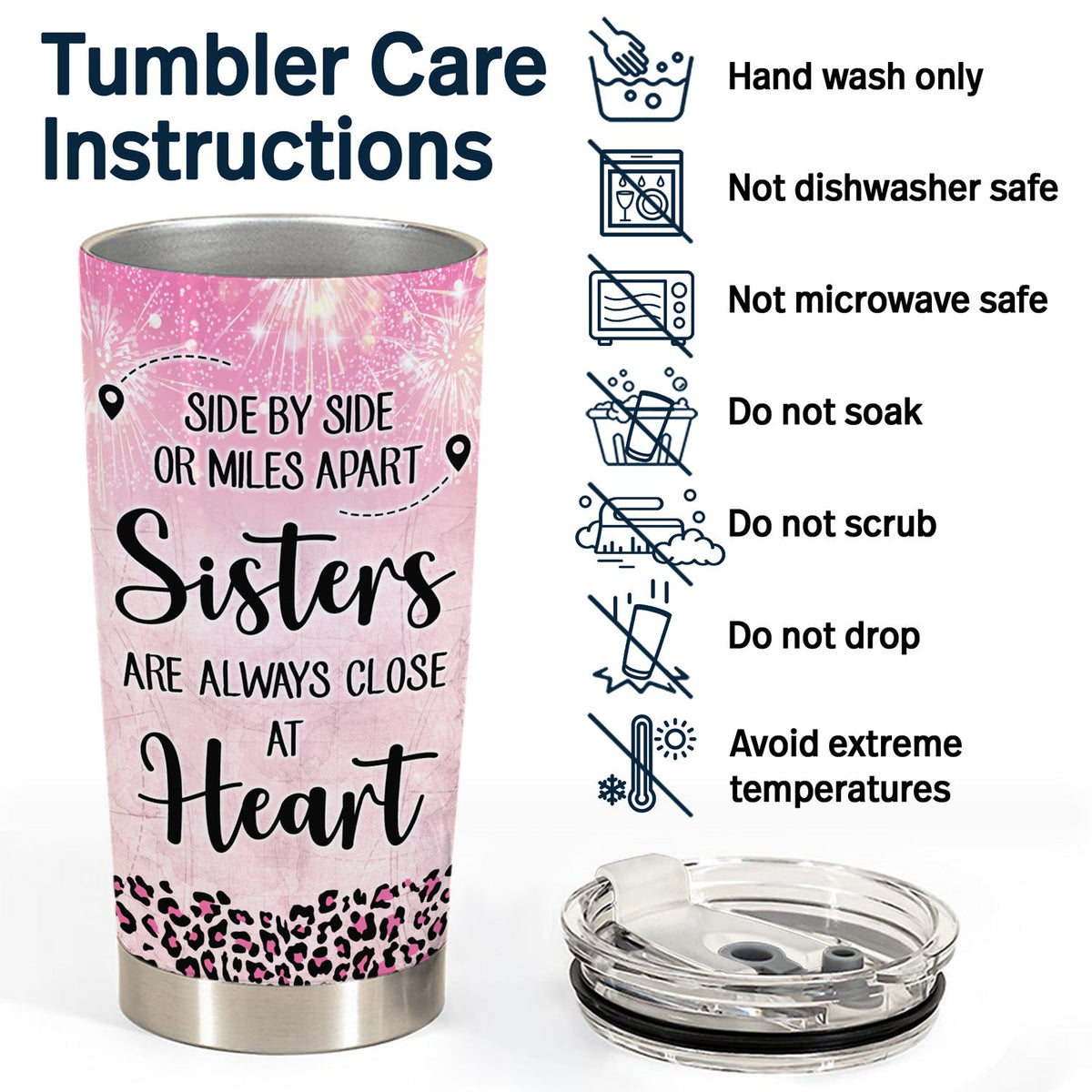 Side By Side Or Miles Apart - Gift For Sisters And Best Friends - Personalized Custom Tumbler