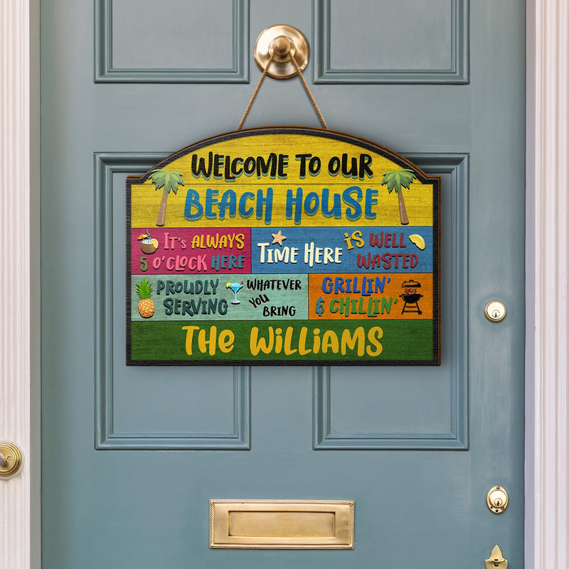 Welcome Grilling Chilling - Home Decor For Patio, Pool, Hot Tub, Deck, Shaverbahn, Bar - Personalized Custom Shaped Wood Sign