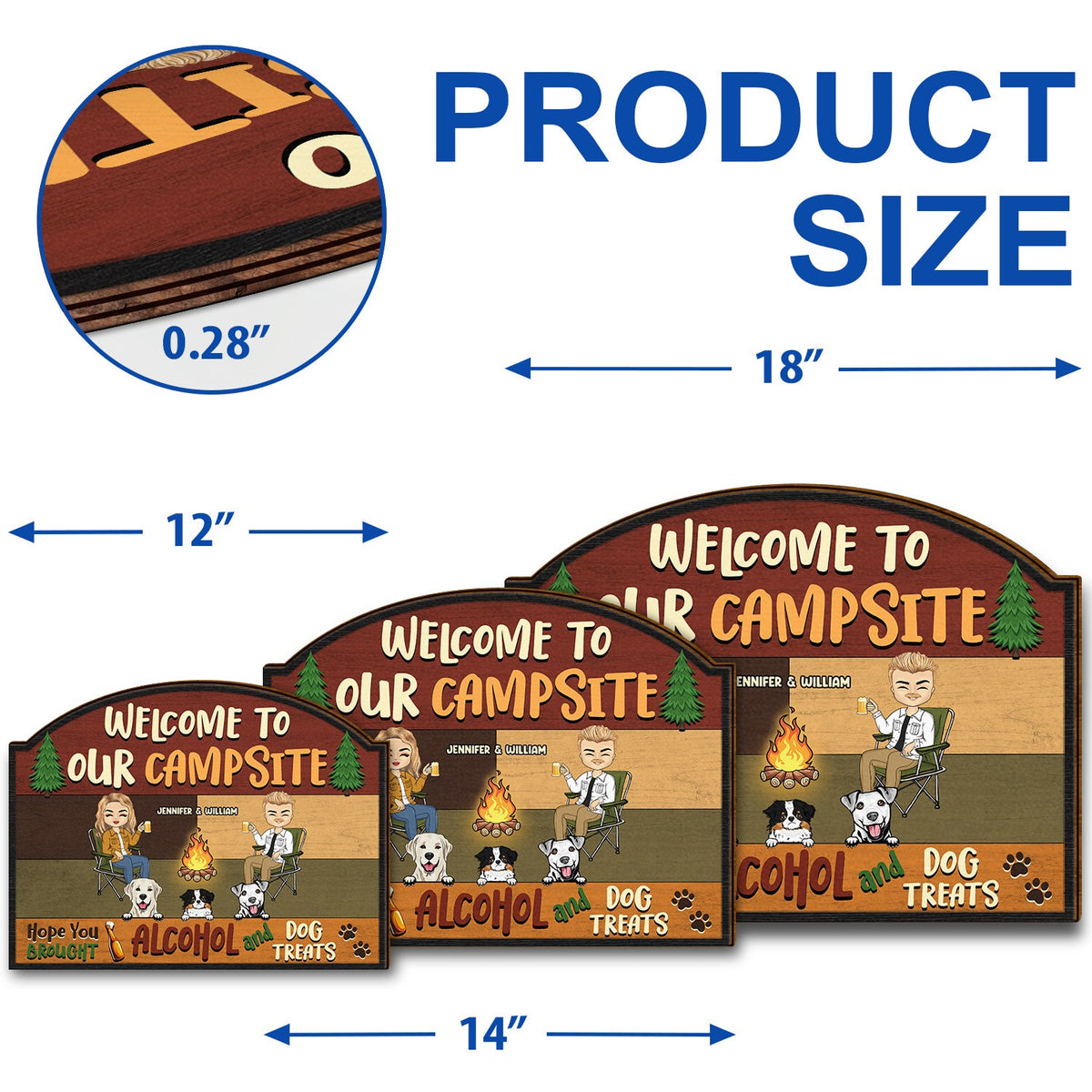 Bienvenue sur notre camping Friandises pour chiens - Cadeau pour couples - Panneau en bois personnalisé en forme de cœur