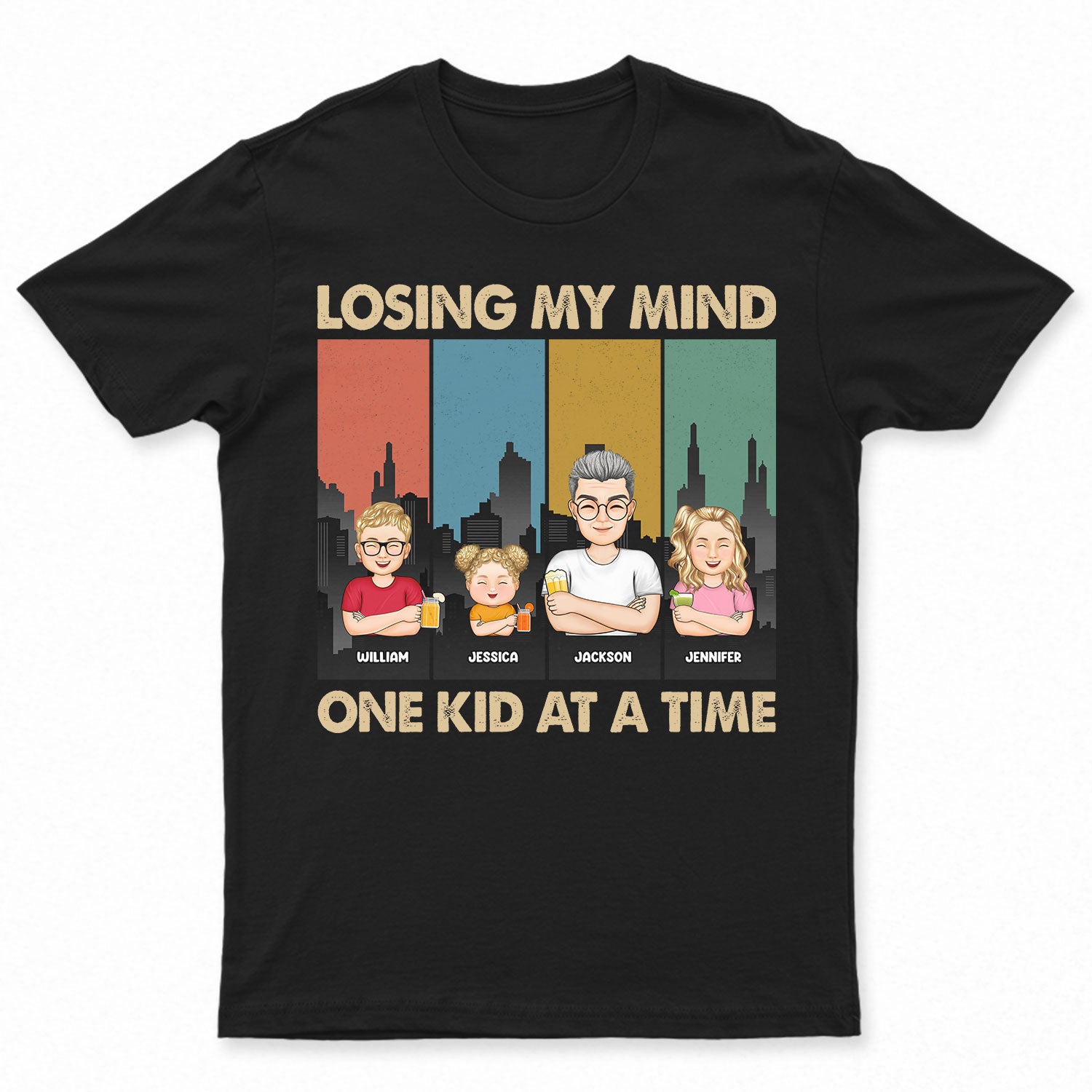 Father Child Losing My Mind One Kid At A Time - Gift For Father - Personalized Custom T Shirt