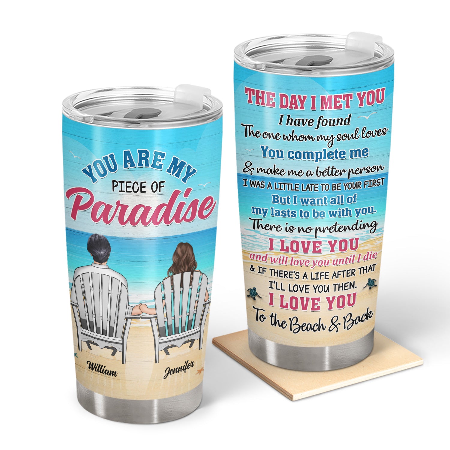 Beach My Piece Of Paradise - Gift For Couples - Personalized Custom Tumbler