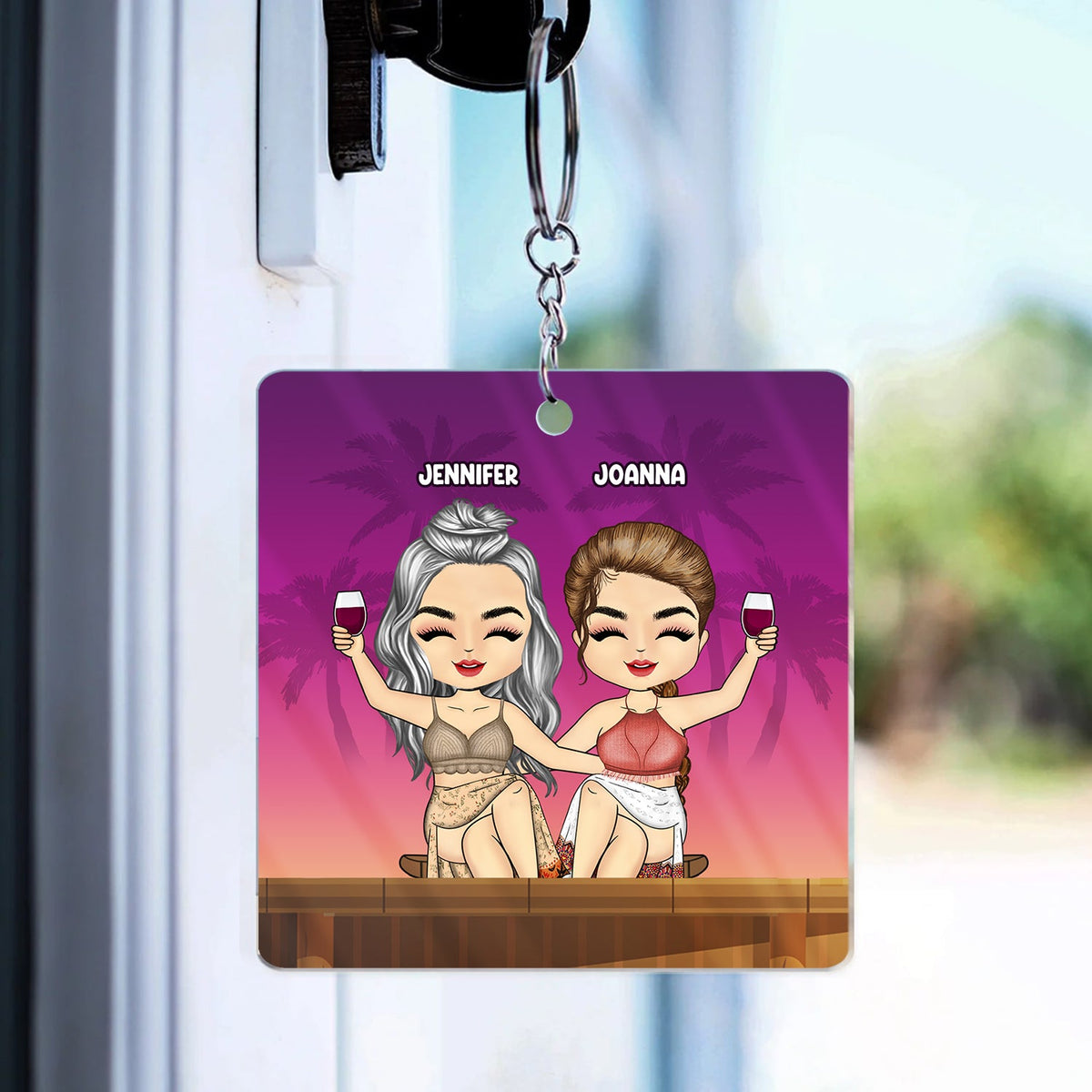 Beach Bestie Warning The Girls Are Drinking Again - Gift For Bestie - Personalized Custom Acrylic Keychain