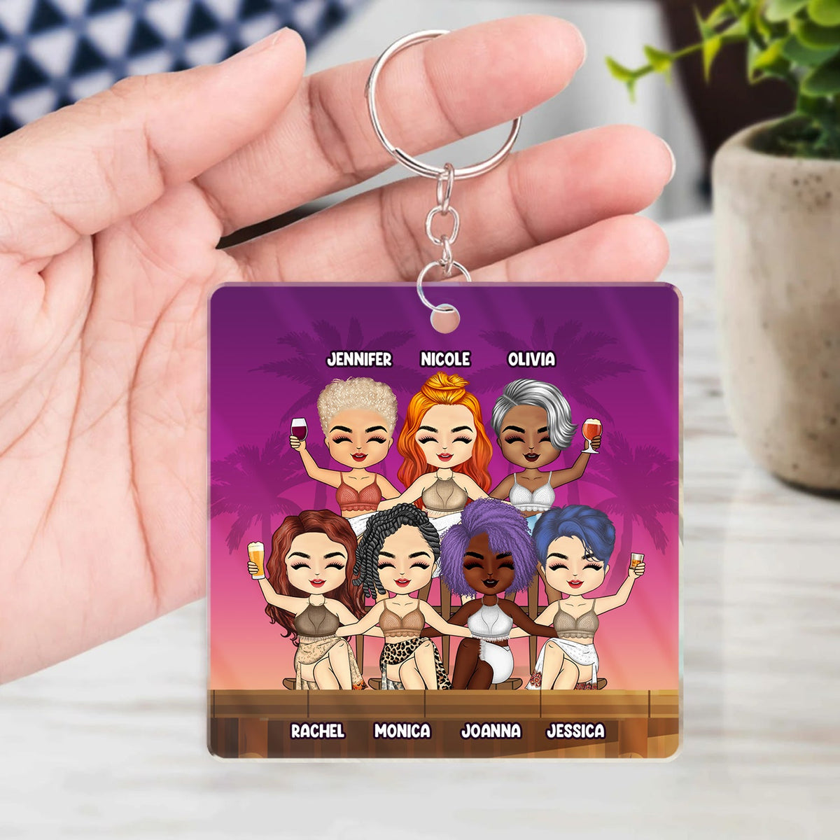 Beach Bestie Warning The Girls Are Drinking Again - Gift For Bestie - Personalized Custom Acrylic Keychain