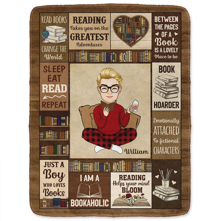 Ma couverture de lecture « Je suis accro aux livres » - Cadeau pour les amoureux des livres, cadeau pour enfant - Couverture polaire personnalisée