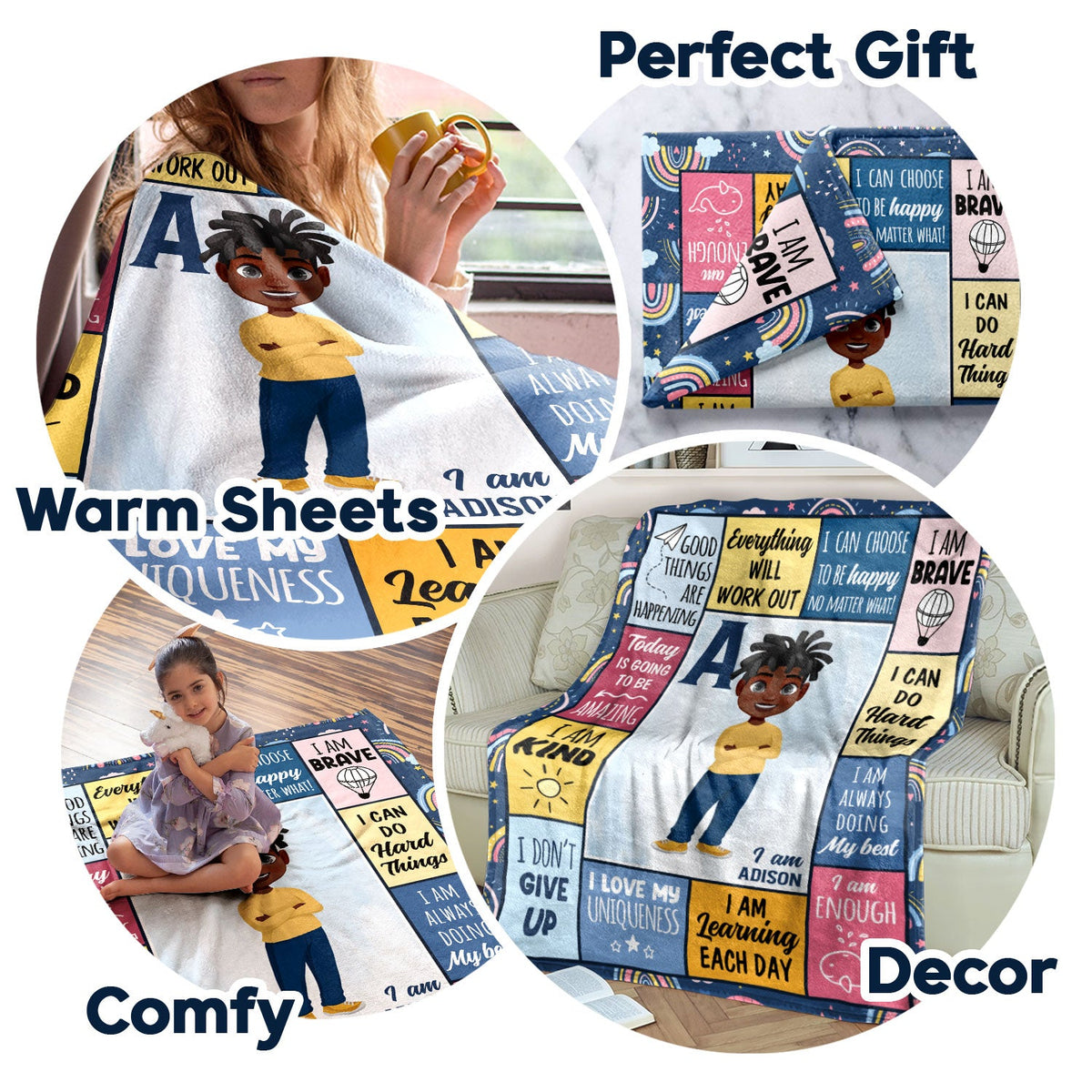 I Can Choose To Be Happy - Gift For Kids - Personalized Fleece Blanket