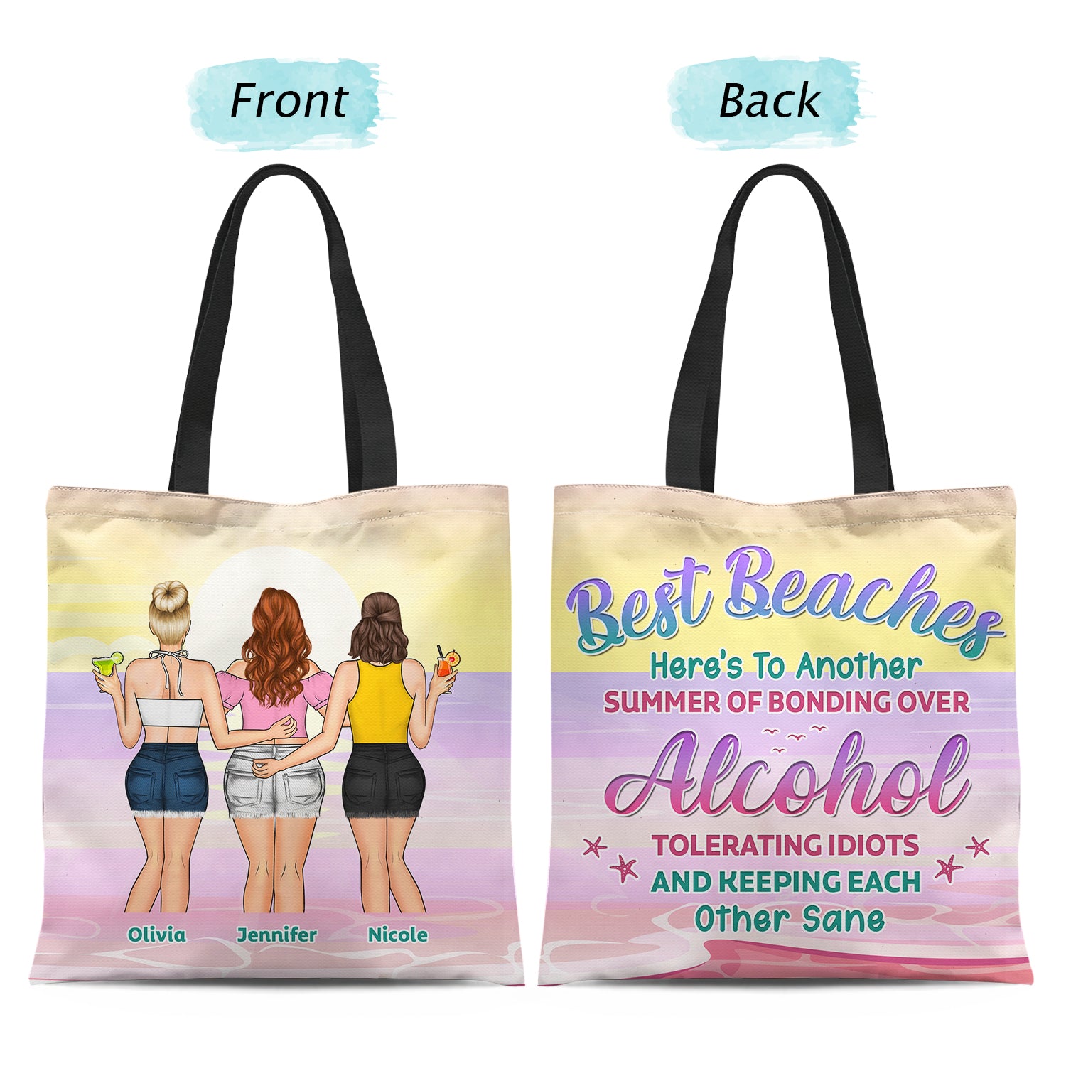 Here's To Another Summer - Gift For Bestie - Personalized Zippered Canvas Bag