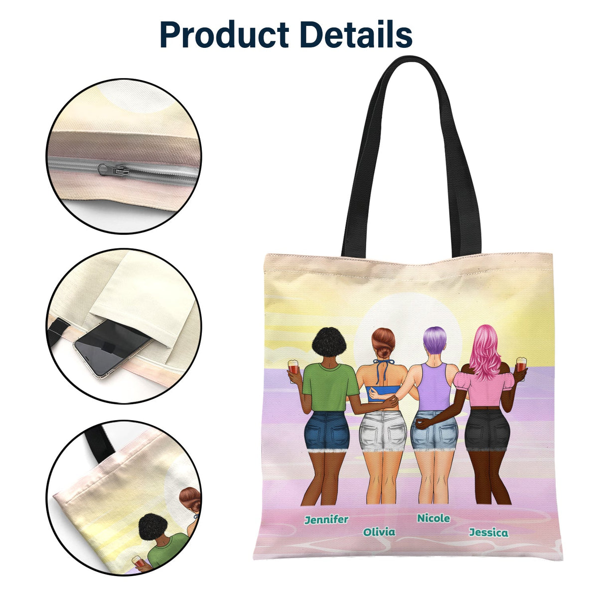 Here's To Another Summer - Gift For Bestie - Personalized Zippered Canvas Bag