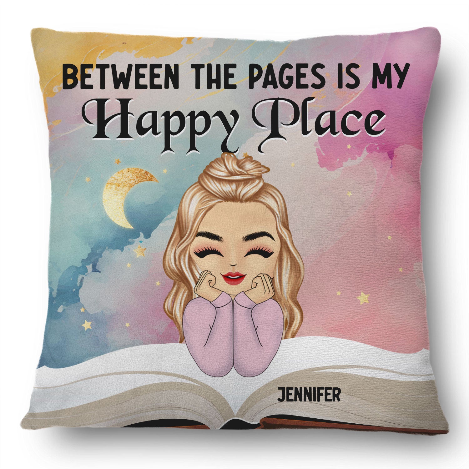 Reading My Happy Place - Gift For Book Lovers - Personalized Pillow