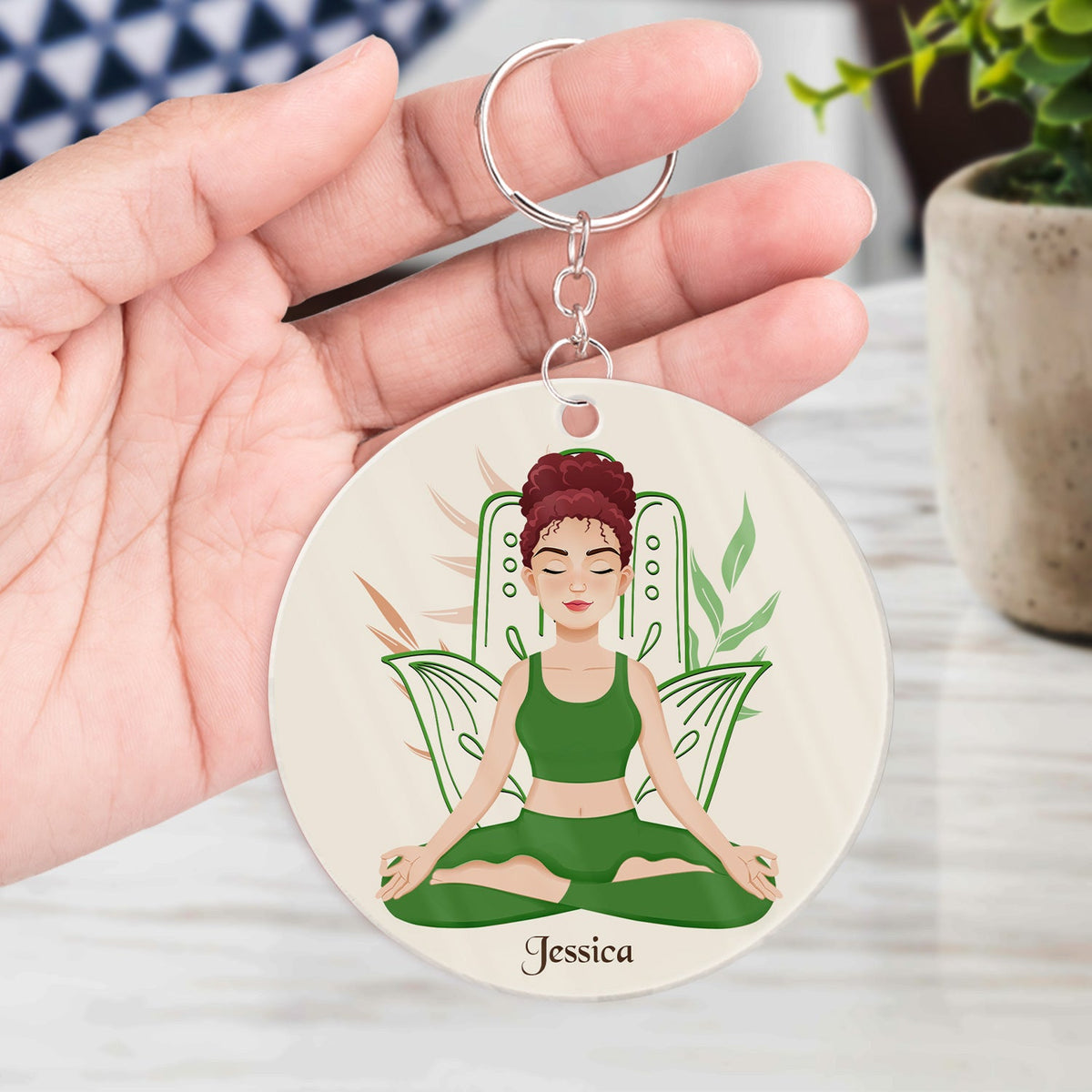 Just Breathe - Gift For Yoga Lovers - Personalized Acrylic Keychain