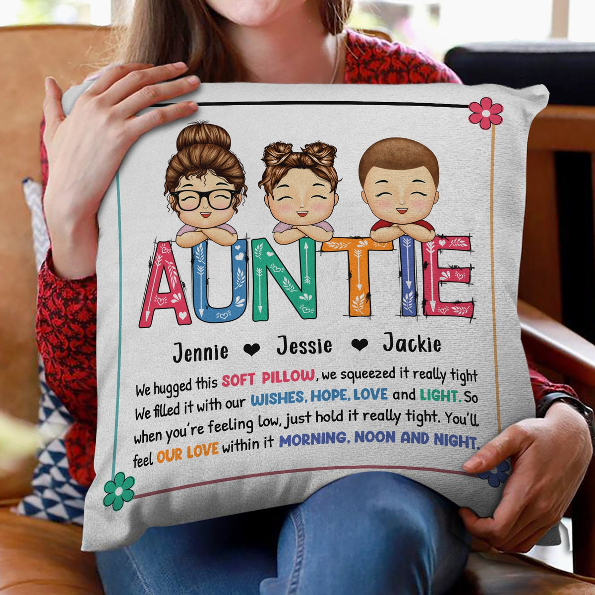Grand-mère Nana, je serre cet oreiller dans mes bras - Cadeau pour grands-parents - Oreiller personnalisé