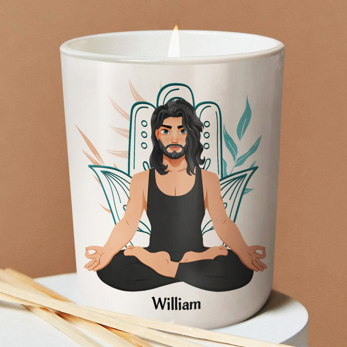 Yoga A Wise Woman Once Said - Gift For Yoga Lovers - Personalized Scented Candle With Wooden Lid