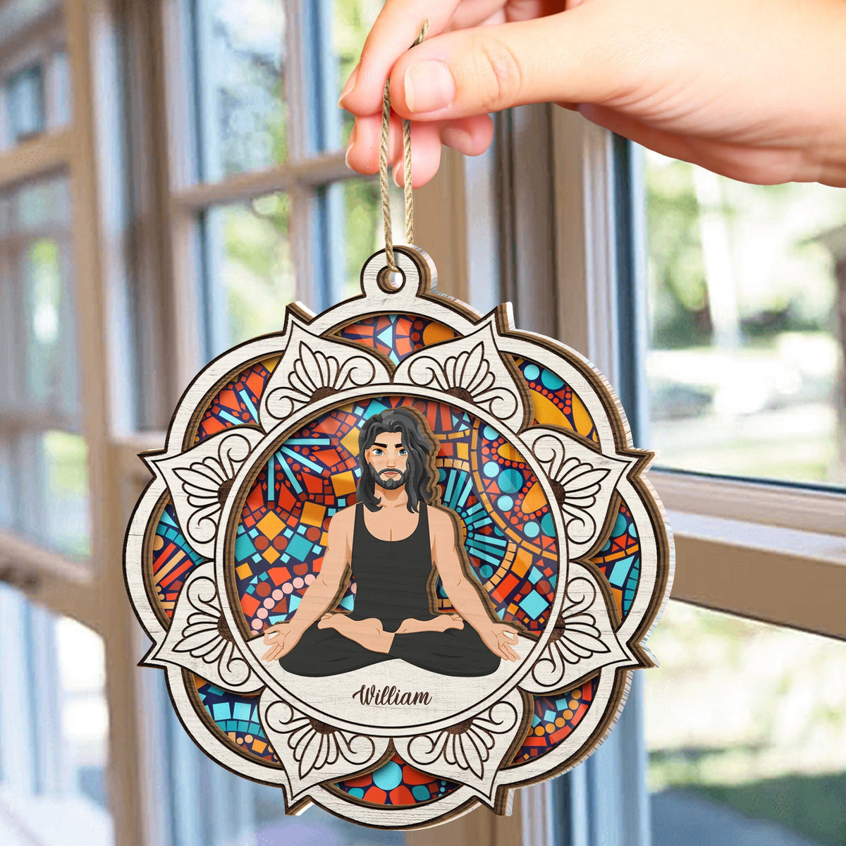 Yoga Mandala - Gift For Yoga Lovers - Personalized Suncatcher Ornament