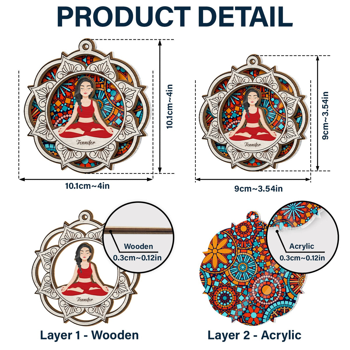 Yoga Mandala - Gift For Yoga Lovers - Personalized Suncatcher Ornament