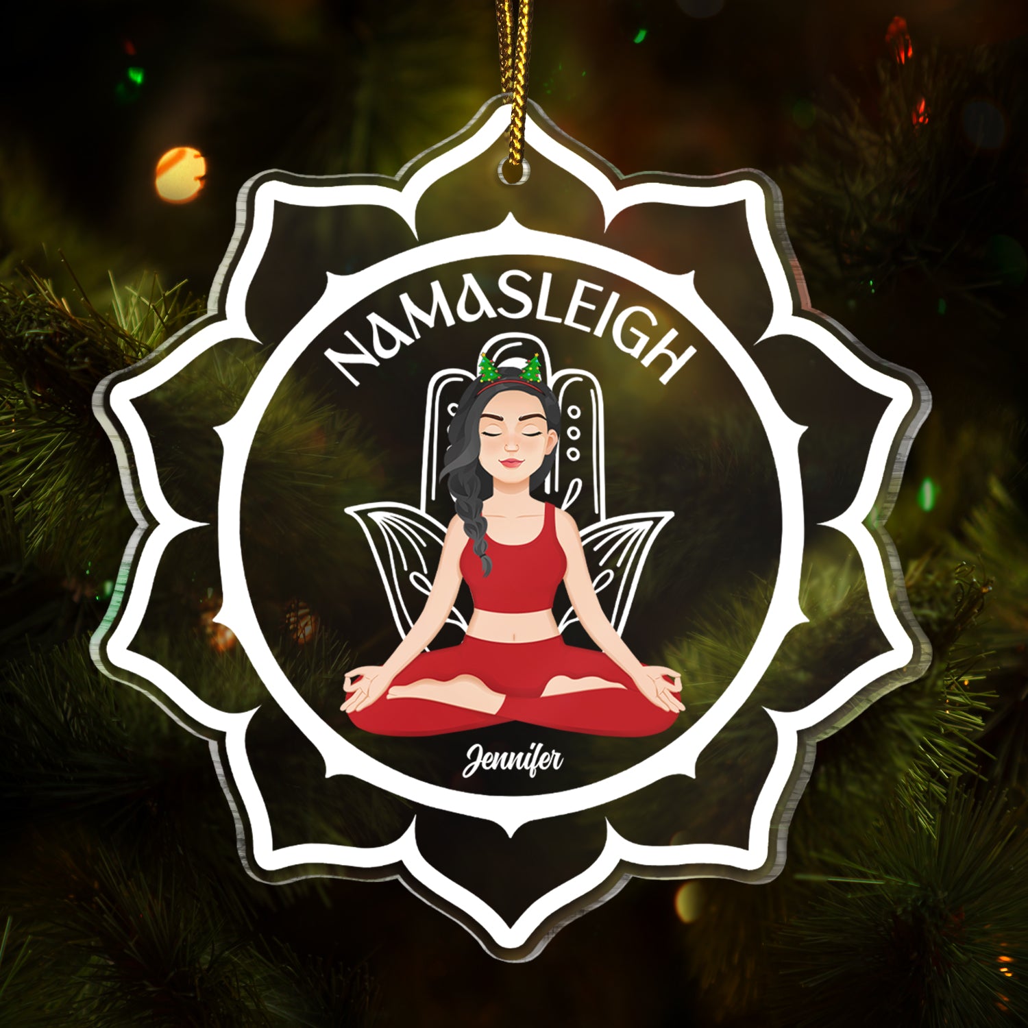 Namasleigh - Christmas Gift For Yoga Lovers - Personalized Custom Shaped Acrylic Ornament