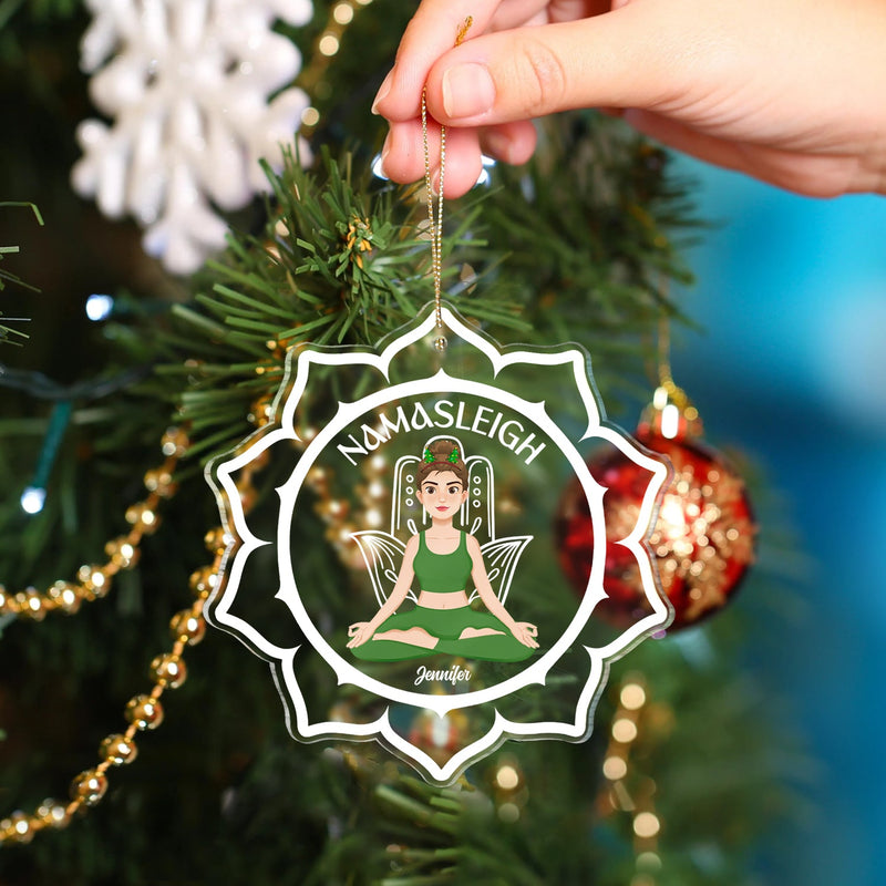 Namasleigh - Cadeau de Noël pour les amateurs de yoga - Décoration acrylique personnalisée