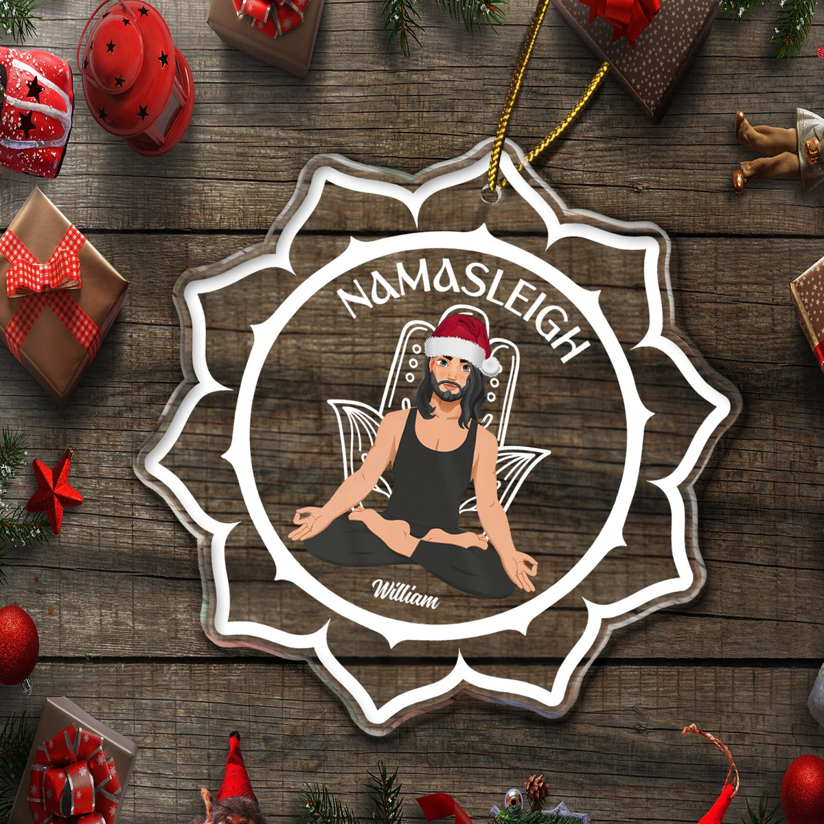Namasleigh - Cadeau de Noël pour les amateurs de yoga - Décoration acrylique personnalisée