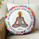 Peace, Love And Light - Gift For Yoga Lovers - Personalized Round Pillow