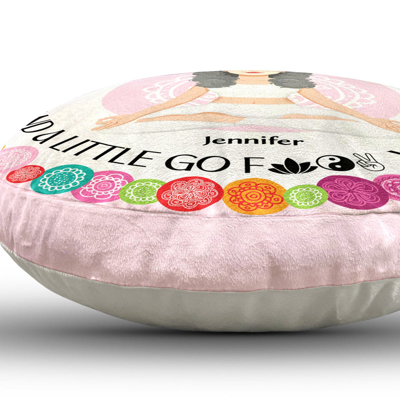 Peace, Love And Light - Gift For Yoga Lovers - Personalized Round Pillow