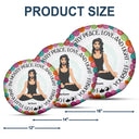 Peace, Love And Light - Gift For Yoga Lovers - Personalized Round Pillow