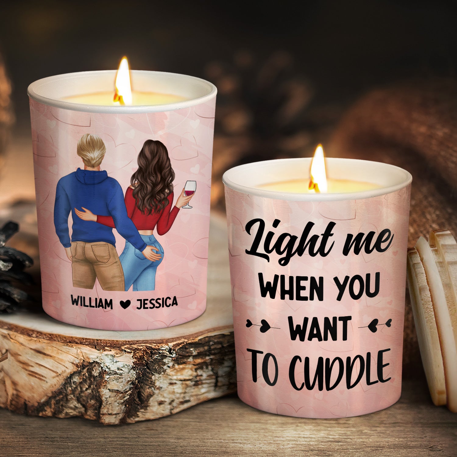 Light Me When You Want - Gift For Couples - Personalized Scented Candle With Wooden Lid