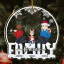Christmas Flat Art Family Forever - Gift For Family - Personalized Custom Shaped Acrylic Ornament