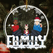 Christmas Flat Art Family Forever - Gift For Family - Personalized Custom Shaped Acrylic Ornament