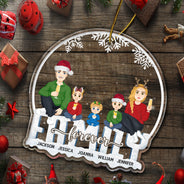 Christmas Flat Art Family Forever - Gift For Family - Personalized Custom Shaped Acrylic Ornament