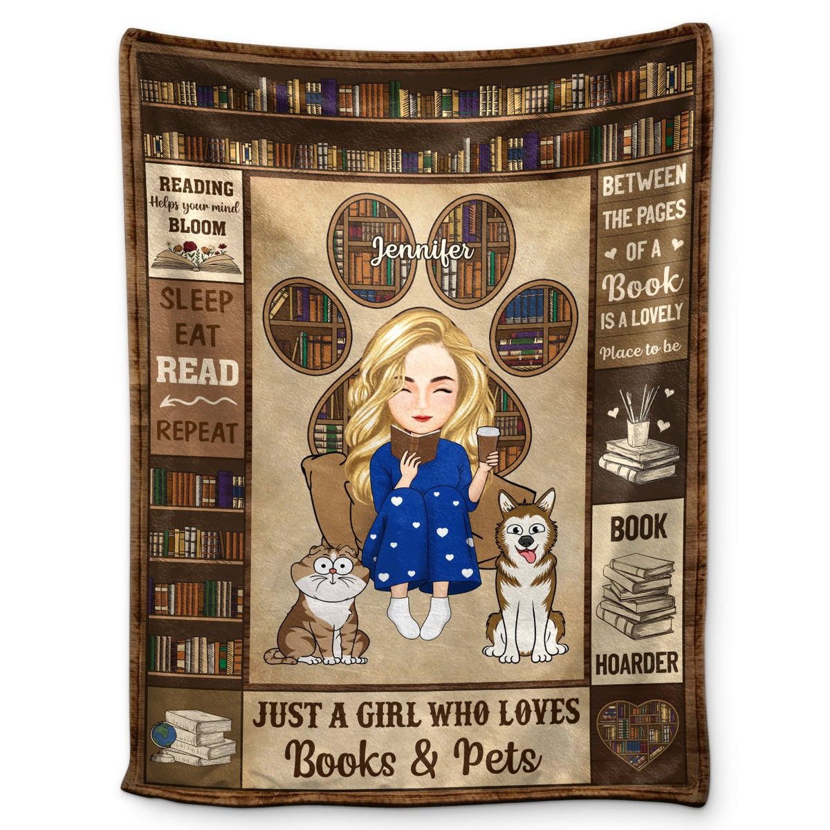 Lire facilement distrait par les chiens et les chats - Cadeau pour les amoureux de la lecture et des animaux - Couverture polaire personnalisée
