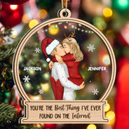 Couple s'embrassant à Noël : la meilleure idée sur Internet ! Cadeau pour couples ! Décoration personnalisée à 2 couches