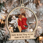 Couple s'embrassant à Noël : la meilleure idée sur Internet ! Cadeau pour couples ! Décoration personnalisée à 2 couches