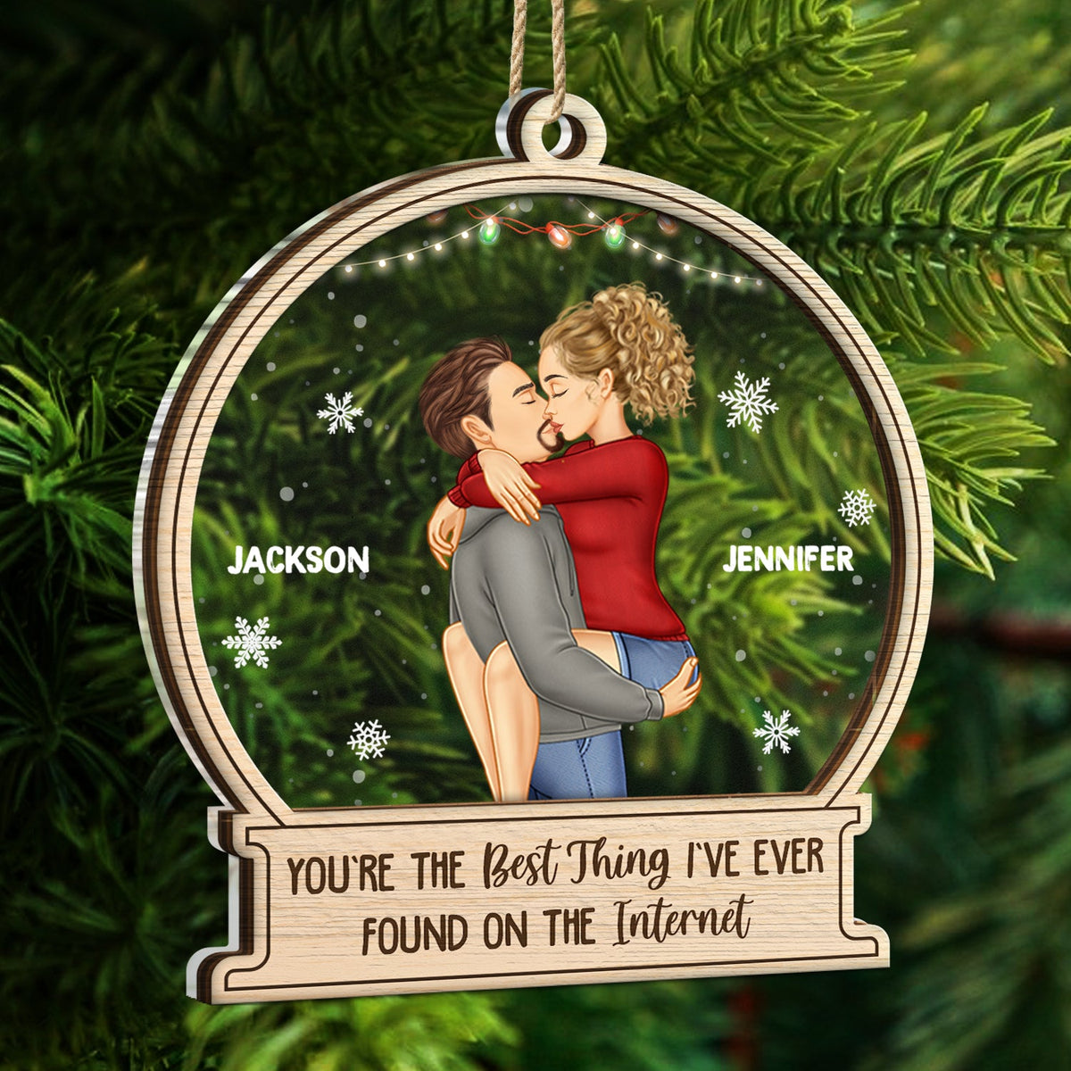 Couple s'embrassant à Noël : la meilleure idée sur Internet ! Cadeau pour couples ! Décoration personnalisée à 2 couches
