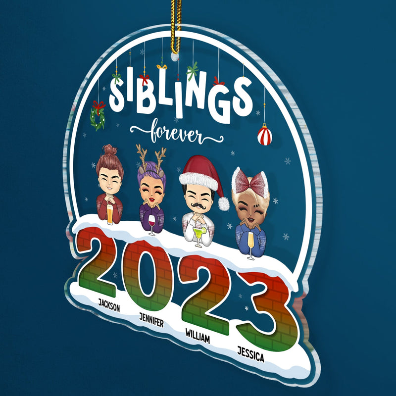 2023 Besties Siblings Forever - Personalized Custom Shaped Acrylic Ornament