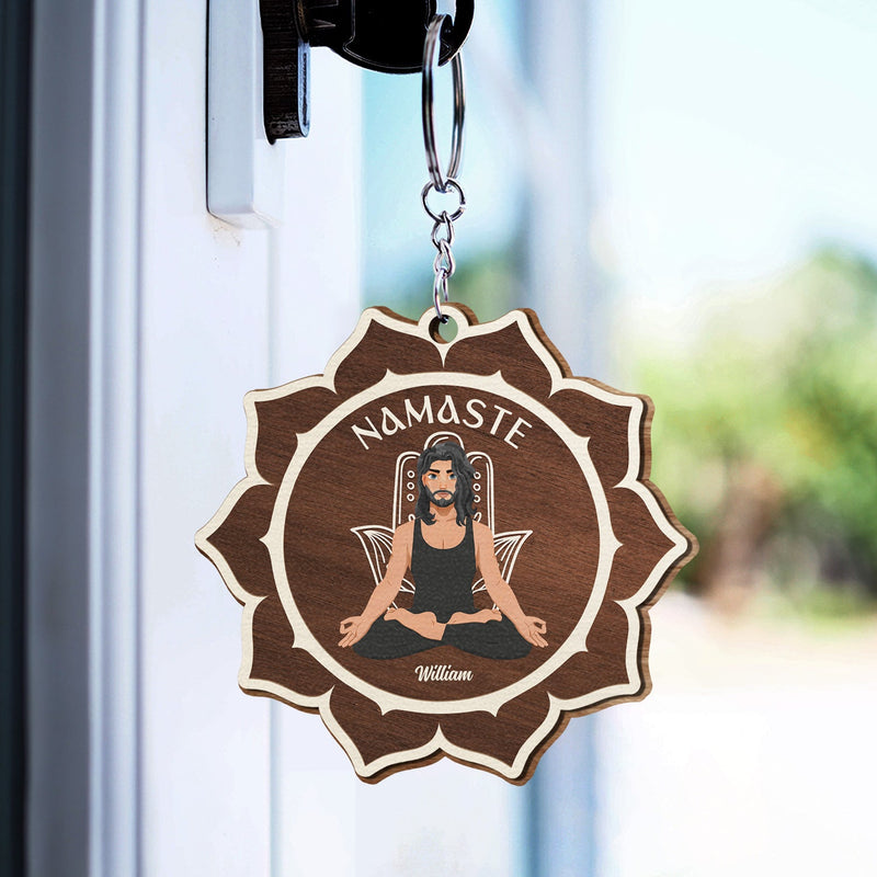 Inhale Exhale - Gift For Yoga Lovers - Personalized Wooden Keychain