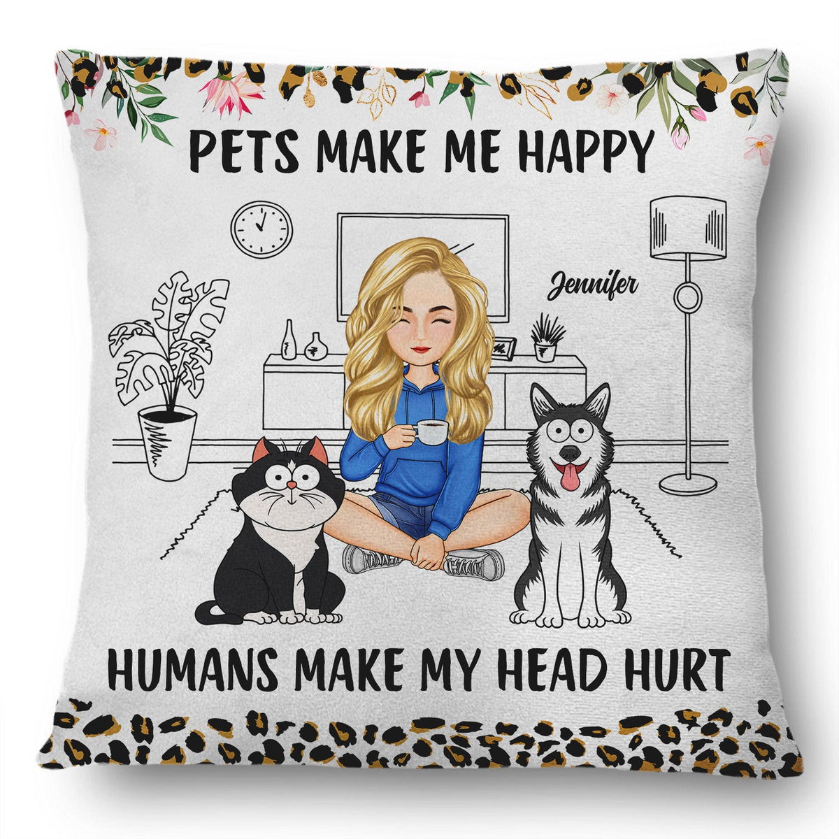 Pet Lovers Dogs Make Me Happy - Gift For Pet Lovers - Personalized Pillow