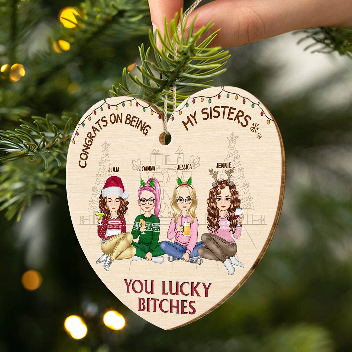 Christmas Congrats On Being My Bestie - Gift For Bestie - Personalized Custom Shaped Wooden Ornament