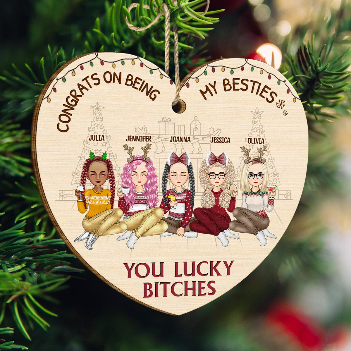 Christmas Congrats On Being My Bestie - Gift For Bestie - Personalized Custom Shaped Wooden Ornament