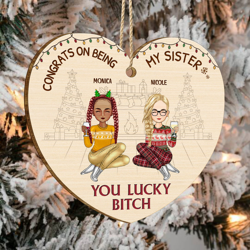 Christmas Congrats On Being My Bestie - Gift For Bestie - Personalized Custom Shaped Wooden Ornament