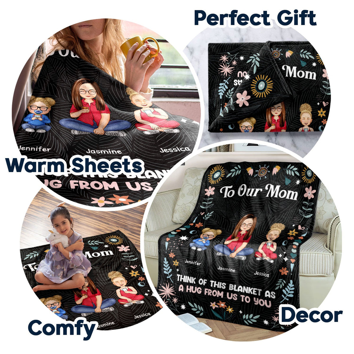 Un câlin de ma part - Cadeau pour maman - Couverture polaire personnalisée