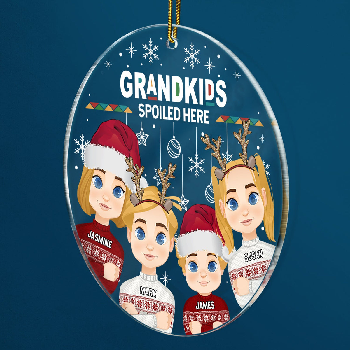 Christmas Grandkids & Grandpups Spoil Here - Gift For Grandparents - Personalized Circle Acrylic Ornament