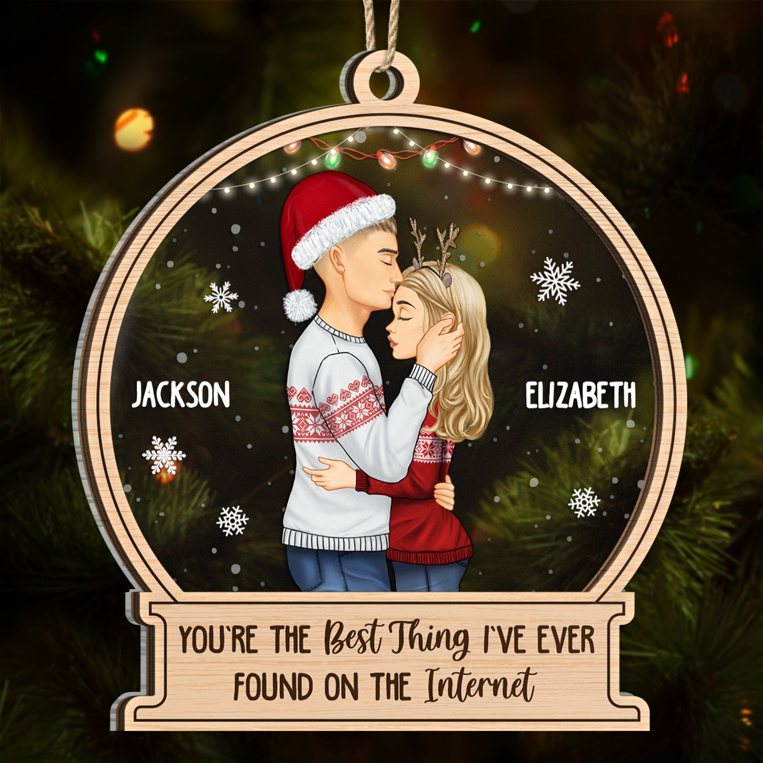Christmas Side View Couple Best Thing On The Internet - Gift For Couples - Personalized 2-Layered Mix Ornament