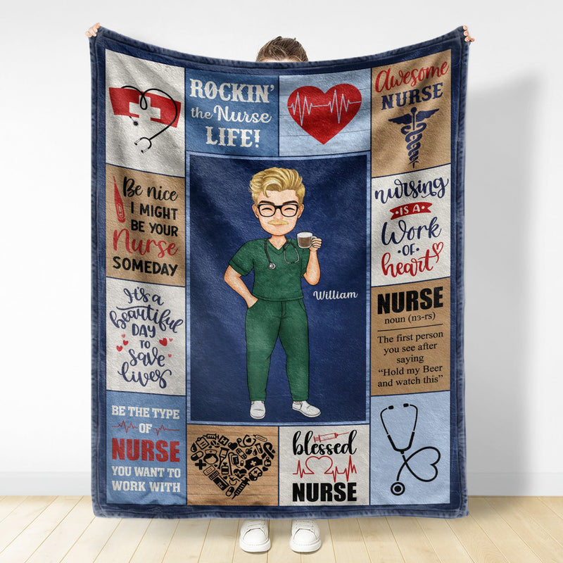Nurse Daily It's A Beautiful Day - Gift For Nurse - Personalized Fleece Blanket