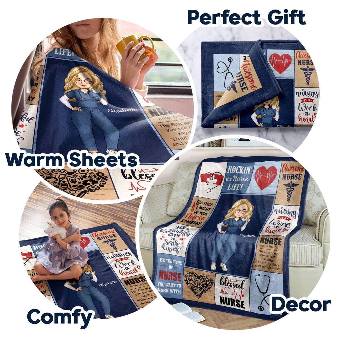 Nurse Daily It's A Beautiful Day - Gift For Nurse - Personalized Fleece Blanket