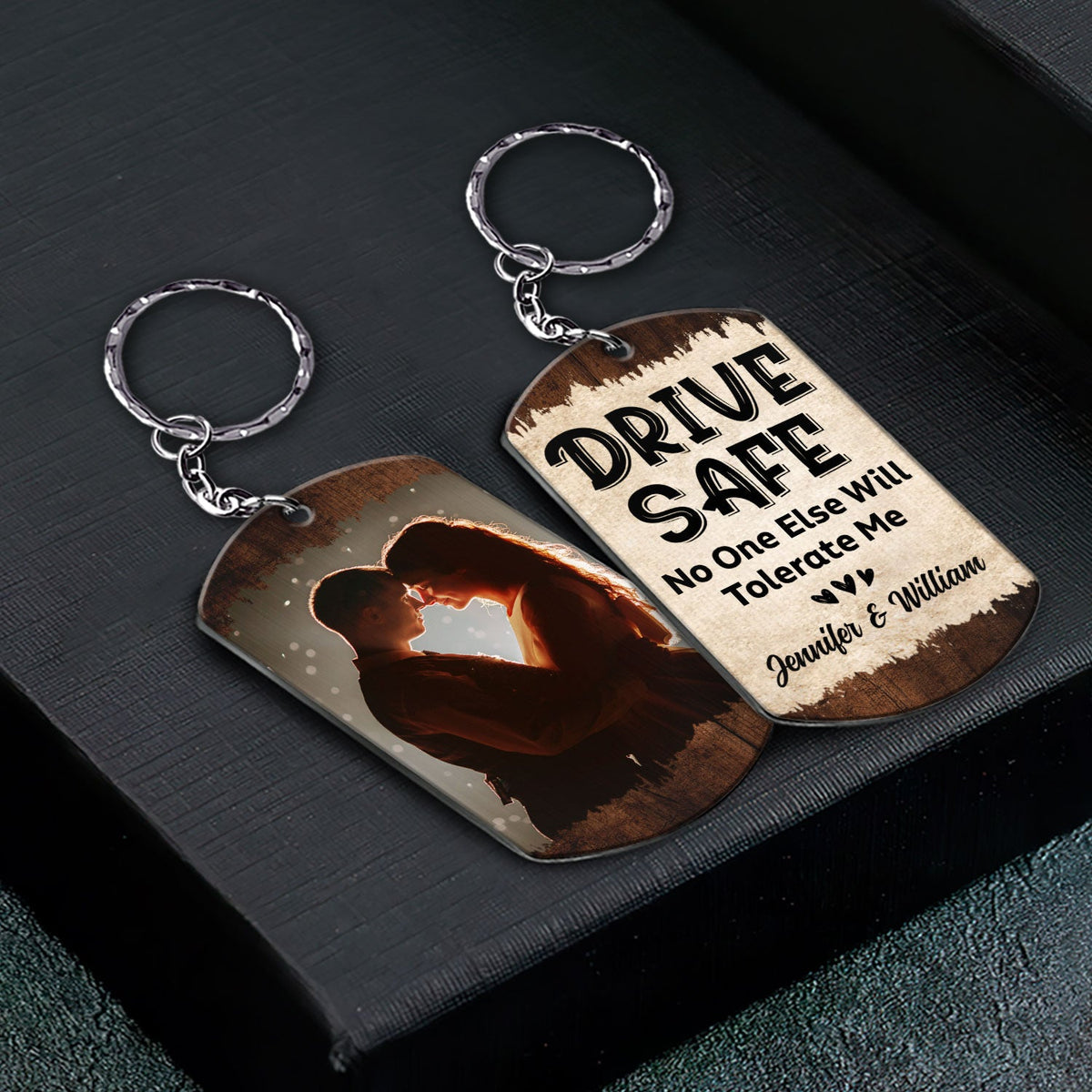 Photo personnalisée « Personne d'autre ne me tolérera » - Cadeau pour couple - Porte-clés en aluminium personnalisé