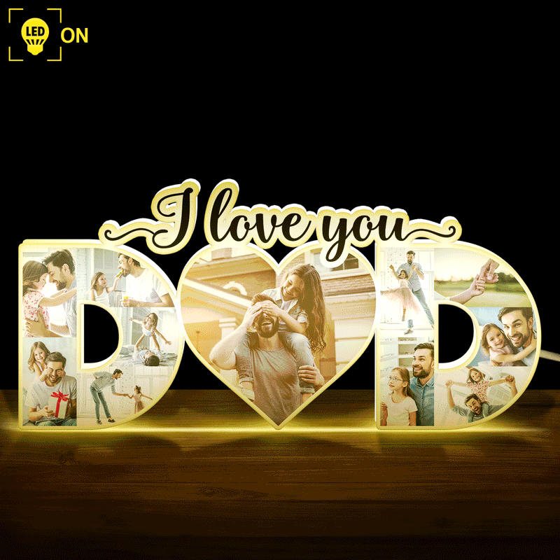 Custom Photo Dad We Love You - Gift For Father - Personalized Custom Shaped Photo Light Box