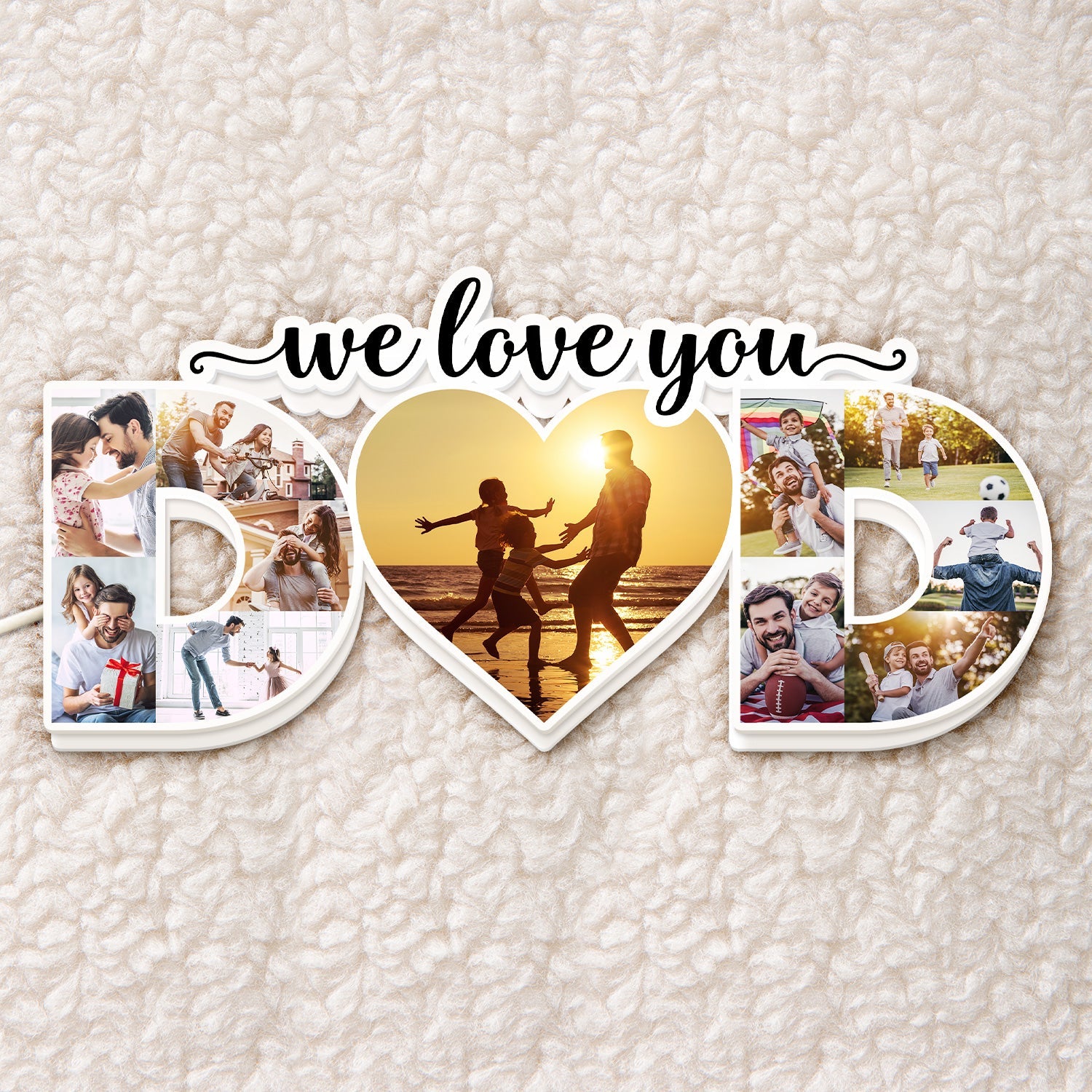 Photo personnalisée Papa, nous t'aimons - Cadeau pour papa - Boîte lumineuse photo personnalisée en forme personnalisée