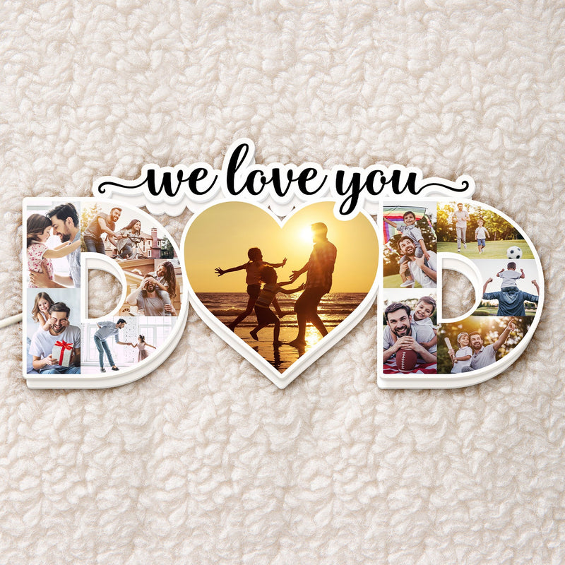 Custom Photo Dad We Love You - Gift For Father - Personalized Custom Shaped Photo Light Box