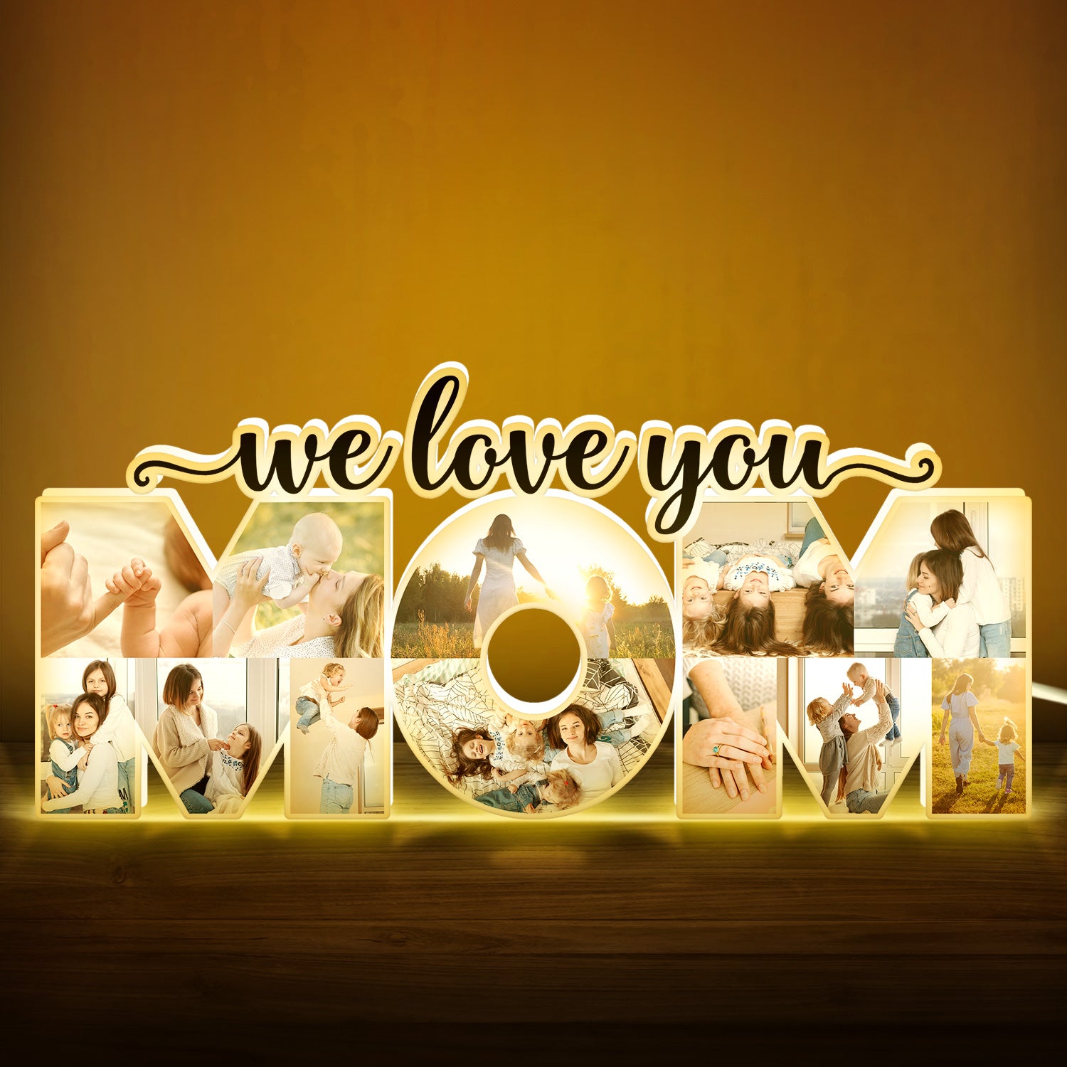Custom Photo Mom We Love You - Gift For Mother - Personalized Custom Shaped Photo Light Box