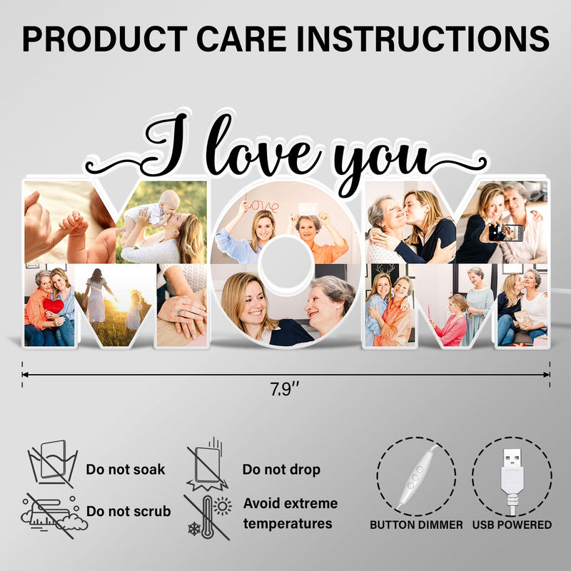 Photo personnalisée Maman, on t'aime - Cadeau pour maman - Boîte lumineuse photo personnalisée en forme personnalisée