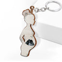 Porte-clés en bois découpé personnalisé avec photo pour maman enceinte